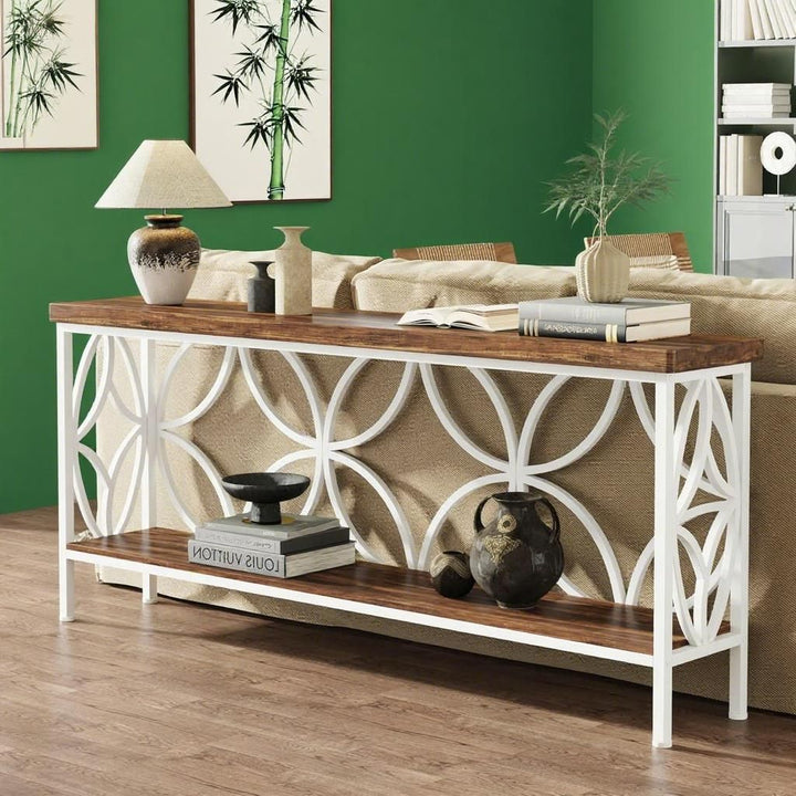 Buy farmhouse furniture Long Sofa Table Behind Couch, Entry Console Table - Modern Cottage Farmhouse Furniture