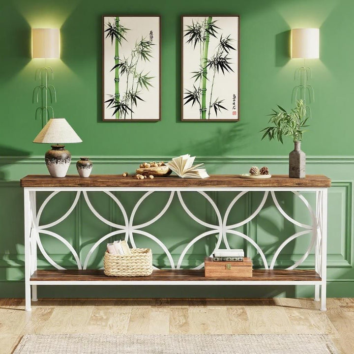 Buy farmhouse furniture Long Sofa Table Behind Couch, Entry Console Table - Modern Cottage Farmhouse Furniture