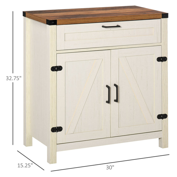 Buy farmhouse furniture Farmhouse Style White Wooden Sideboard Kitchen Buffet Cabinet with Drawer and Shelf - Modern Cottage Farmhouse Furniture