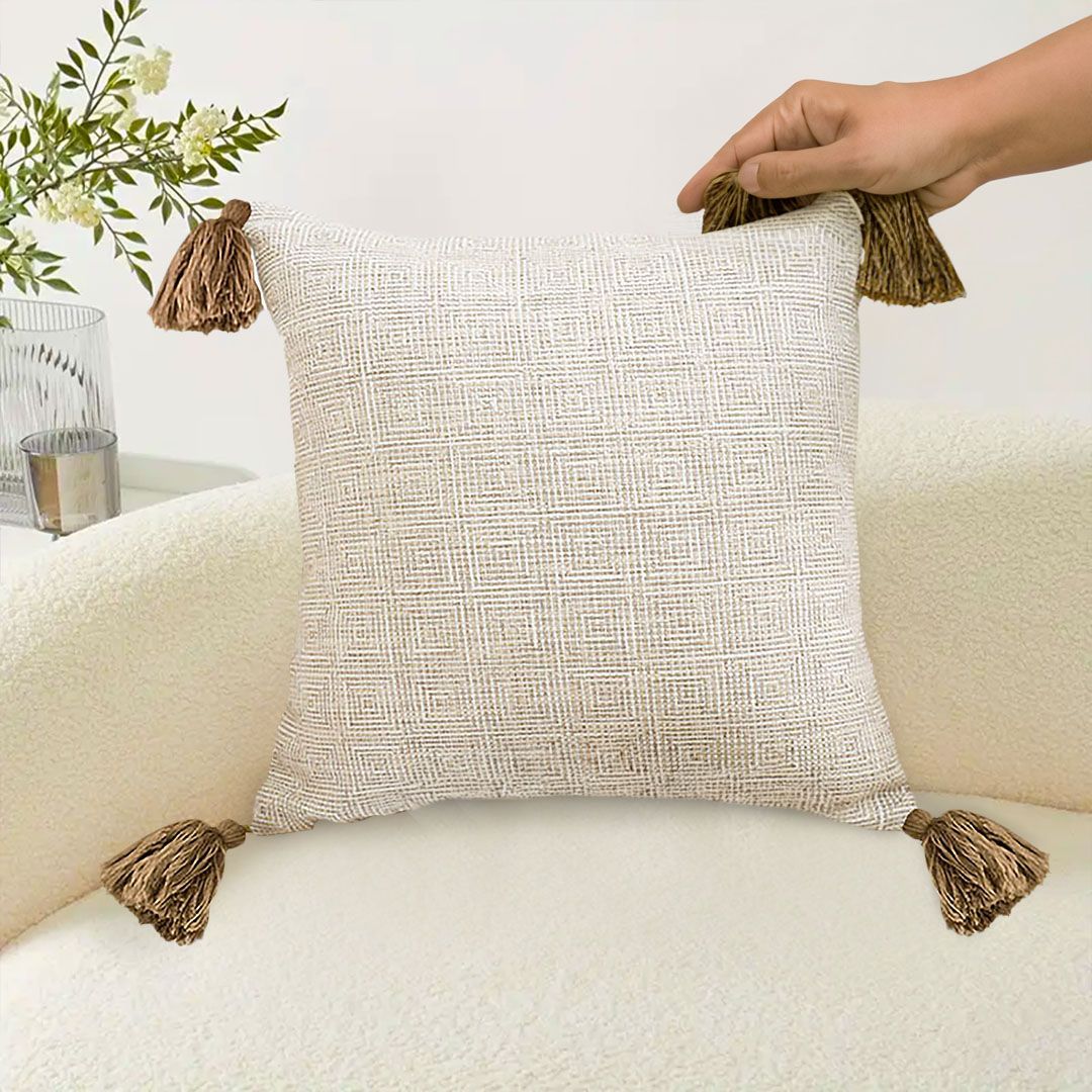 Buy farmhouse furniture Beige &amp; Cream Rib Knit Cottage Farmhouse Textured Cotton Pillow Case - Modern Cottage Farmhouse Furniture