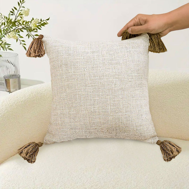 Buy farmhouse furniture Beige &amp; Cream Rib Knit Cottage Farmhouse Textured Cotton Pillow Case - Modern Cottage Farmhouse Furniture