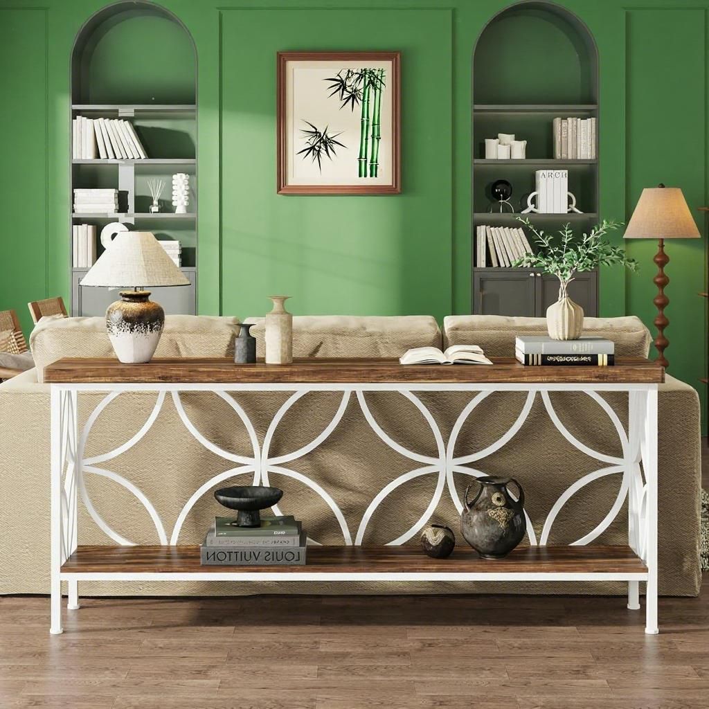 Buy farmhouse furniture Long Sofa Table Behind Couch, Entry Console Table - Modern Cottage Farmhouse Furniture