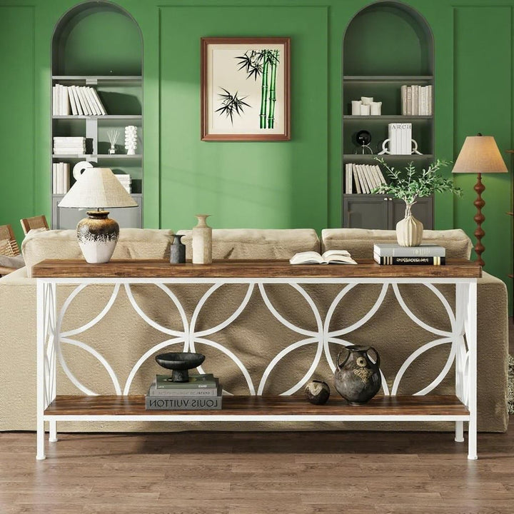 Buy farmhouse furniture Long Sofa Table Behind Couch, Entry Console Table - Modern Cottage Farmhouse Furniture