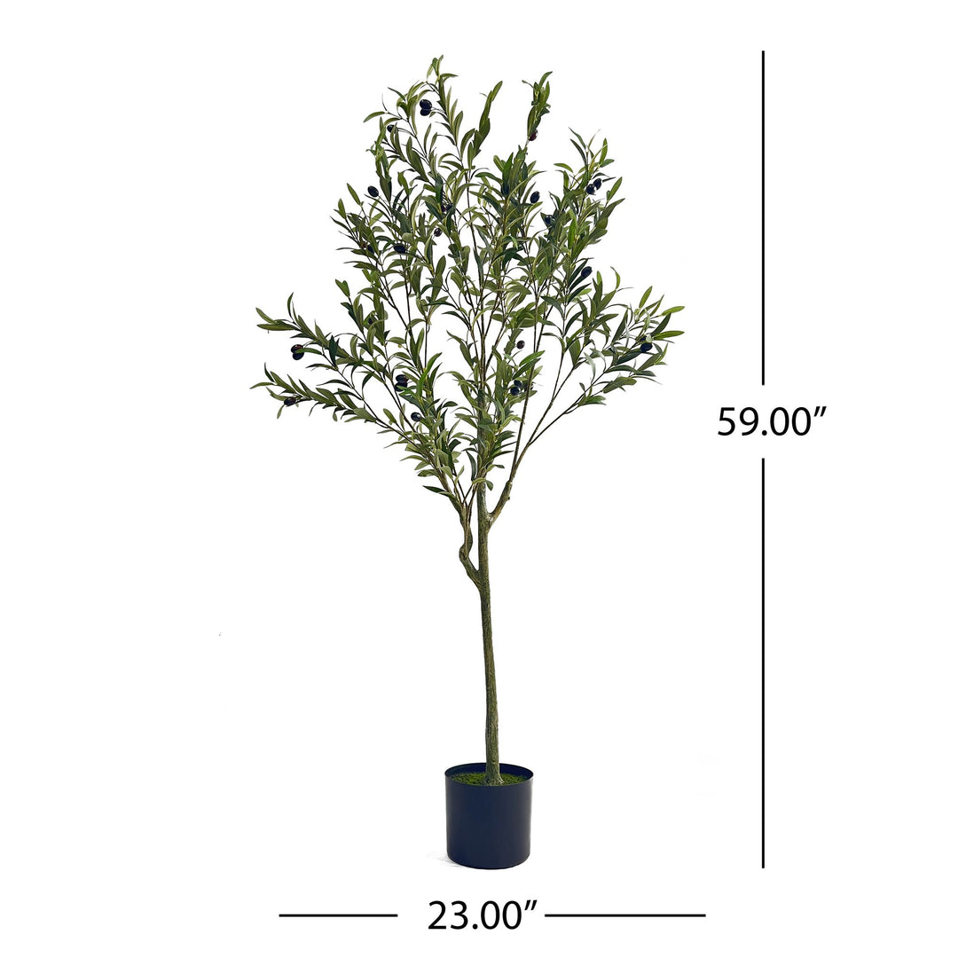 Buy farmhouse furniture 59 Inch Large Artificial Mediterranean Olive Tree, - Modern Cottage Farmhouse Furniture
