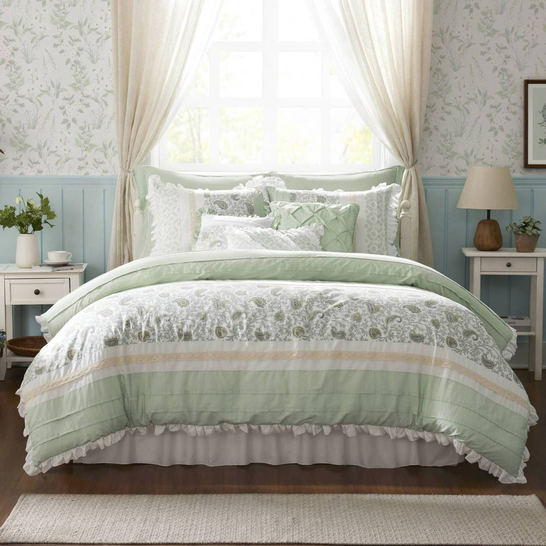 Buy farmhouse furniture 9 Piece Cotton Percale Comforter Set King - Modern Cottage Farmhouse Furniture