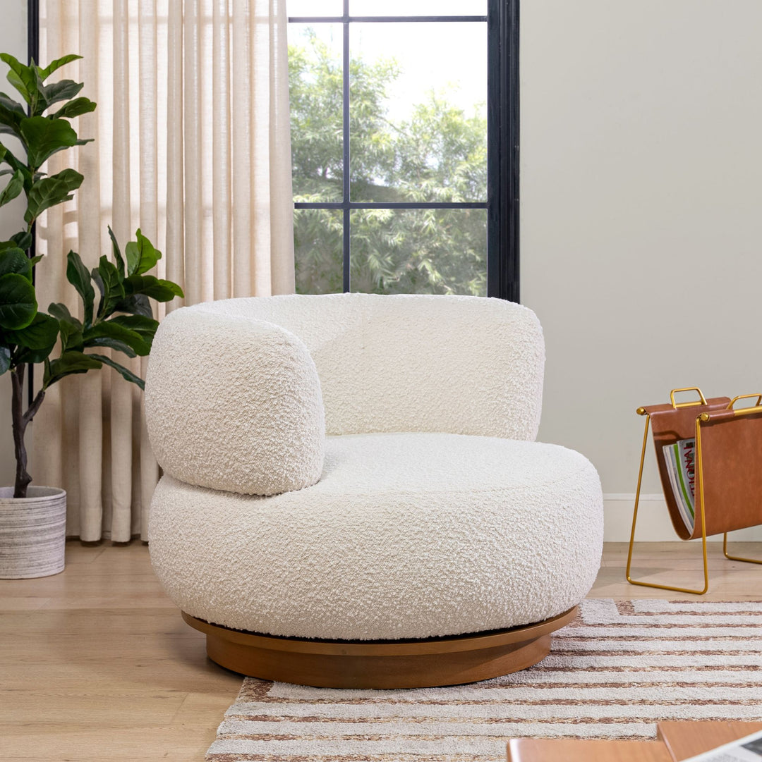 Buy farmhouse furniture Ivory Haven | White Modern Boucle Contemporary Accent Chair - Modern Cottage Farmhouse Furniture