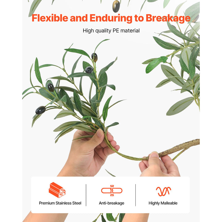 Buy farmhouse furniture 6FT Artificial Olive Tree with Black Pot, Tall Fake Tree with Natural Wood Trunk &amp; Realistic Green Leaves and Fruits, Indoor Faux Plant for Home, Office, Living Room, Corner Decor - Modern Cottage Farmhouse Furniture