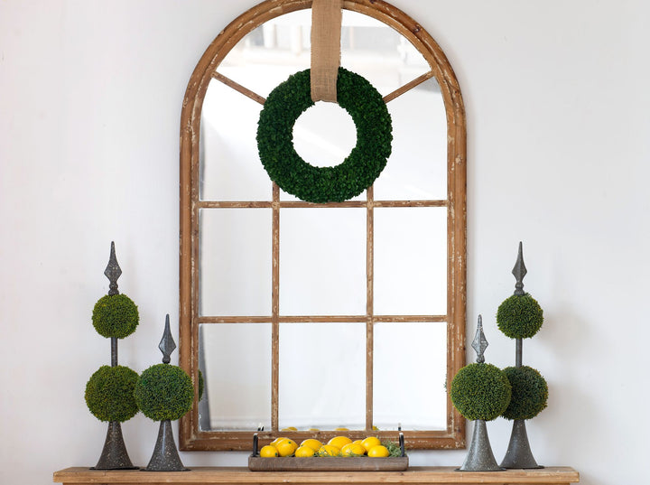 Buy farmhouse furniture Elegant Farmhouse Large Arched Accent Mirror in Brown Frame - Modern Cottage Farmhouse Furniture