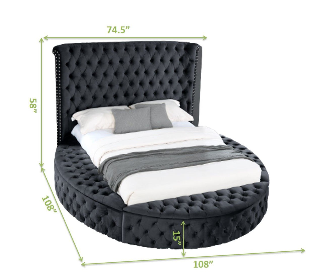 Buy farmhouse furniture Hazel Queen Size Tufted Upholstery Storage Bed made with Wood in Black - Modern Cottage Farmhouse Furniture