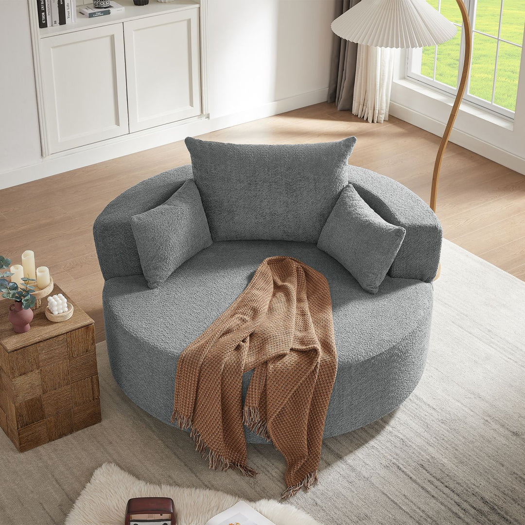 Buy farmhouse furniture Quiet Slate | Modern Gray Contemporary Swivel Circle Circular Sofa Accent Chair - Modern Cottage Farmhouse Furniture