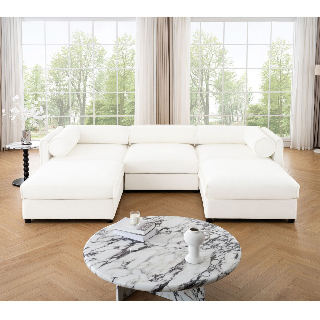Buy farmhouse furniture Birch Hollow Sofa | Modern Farmhouse U-Shaped 3-Seater Sofa Couch - Modern Cottage Farmhouse Furniture