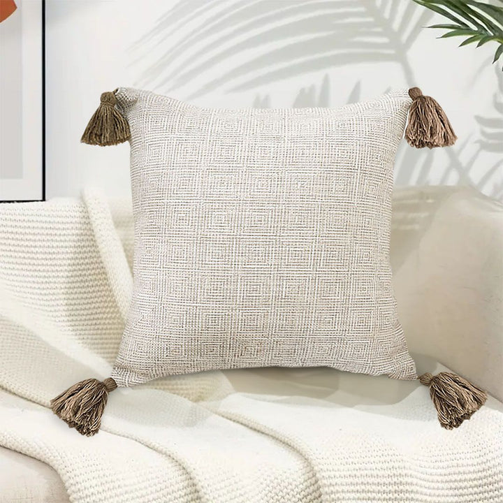 Buy farmhouse furniture Beige &amp; Cream Rib Knit Cottage Farmhouse Textured Cotton Pillow Case - Modern Cottage Farmhouse Furniture