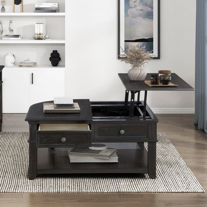 Buy farmhouse furniture Iron Oak Farm | Large Gray Modern Farmhouse Shelved Coffee Table - Modern Cottage Farmhouse Furniture