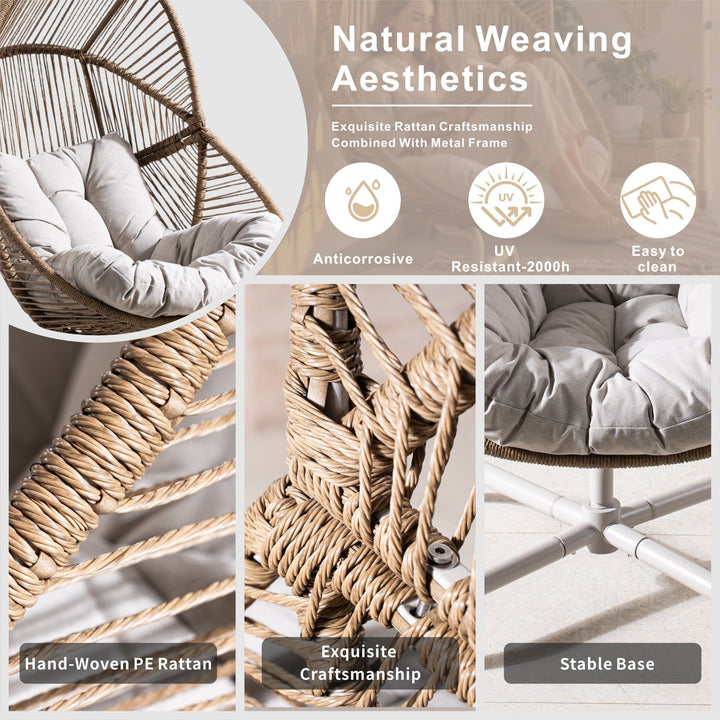 Buy farmhouse furniture Ecru Homestead | Brown Farmhouse Wicker Egg Rocking Contemporary Accent Chair - Modern Cottage Farmhouse Furniture