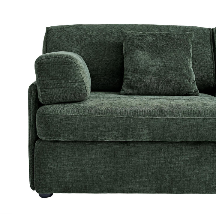 Buy farmhouse furniture Olea Farm | Oversized Green L-Shape 4 Seater Modular Farmhouse Sofa Couch - Modern Cottage Farmhouse Furniture