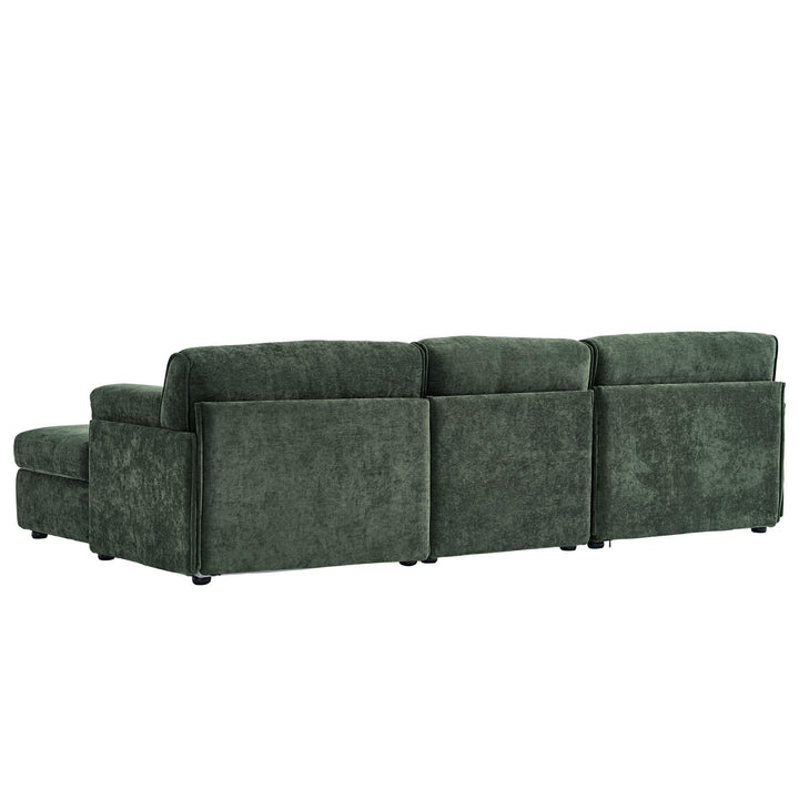 Buy farmhouse furniture Olea Farm | Oversized Green L-Shape 4 Seater Modular Farmhouse Sofa Couch - Modern Cottage Farmhouse Furniture