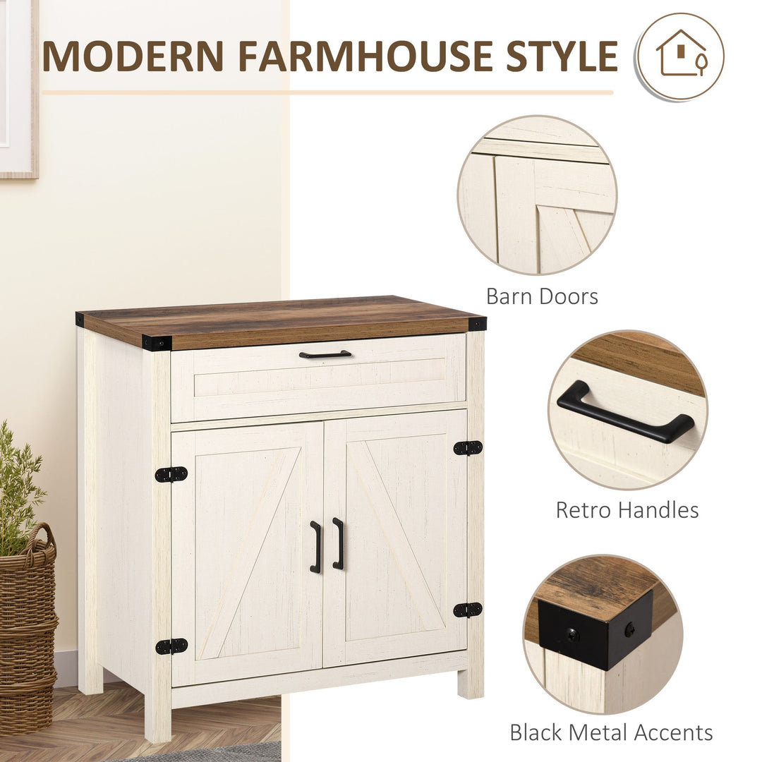 Buy farmhouse furniture Farmhouse Style White Wooden Sideboard Kitchen Buffet Cabinet with Drawer and Shelf - Modern Cottage Farmhouse Furniture
