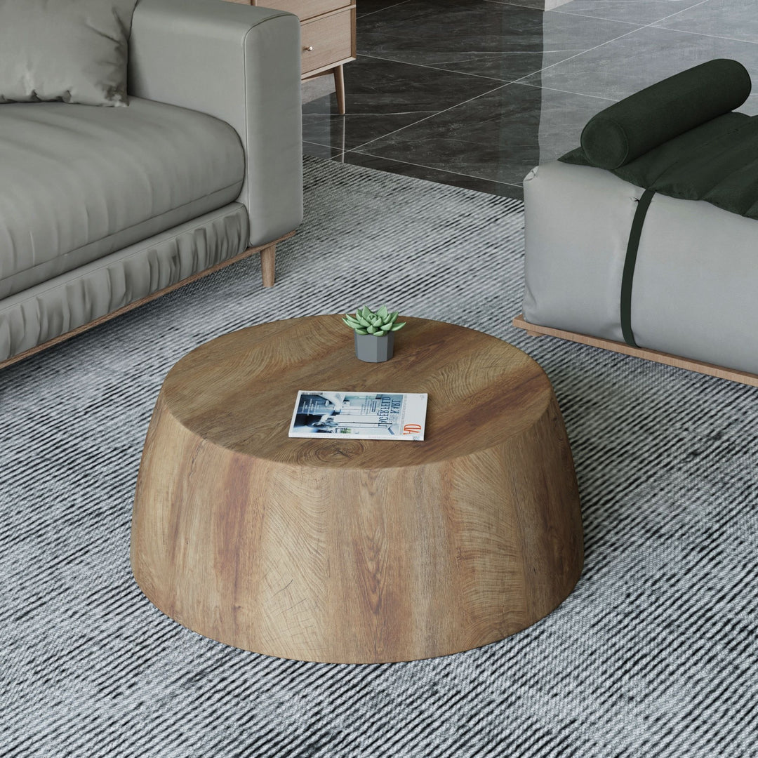 Buy farmhouse furniture White Oak Farm | Modern Farmhouse Wooden Round Coffee table - Modern Cottage Farmhouse Furniture