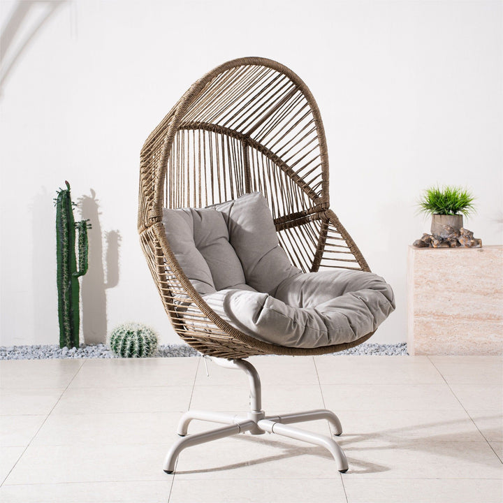 Buy farmhouse furniture Ecru Homestead | Brown Farmhouse Wicker Egg Rocking Contemporary Accent Chair - Modern Cottage Farmhouse Furniture
