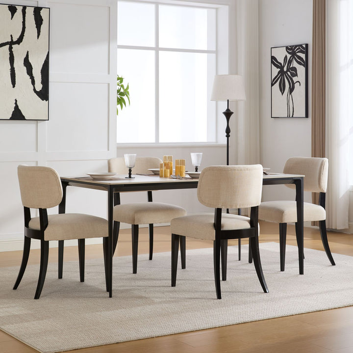 Buy farmhouse furniture Wooden Dining Chairs Set of 2, Modern Fabric Upholstered Dining Room Chair Kitchen Chairs, Farmhouse Dinner Chair for Kitchen Dining Room - Modern Cottage Farmhouse Furniture