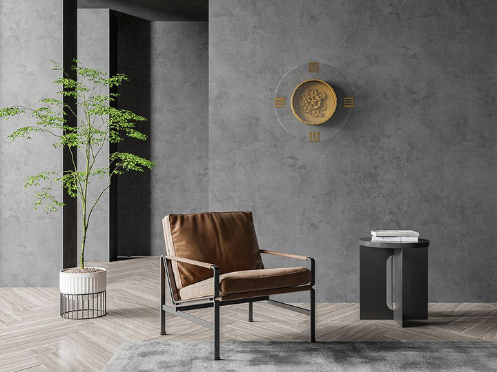 Buy farmhouse furniture 23.5" Wall Clock Round Moving Gear Roman Numeral - Modern Cottage Farmhouse Furniture