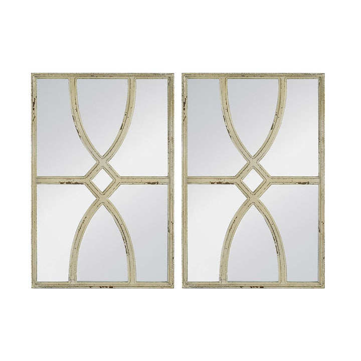 Buy farmhouse furniture Distressed White Rectangular Wall Mirrors - Set of 2, Versatile Home Decor for Living Room, Vertical &amp; Horizontal Display - Modern Cottage Farmhouse Furniture