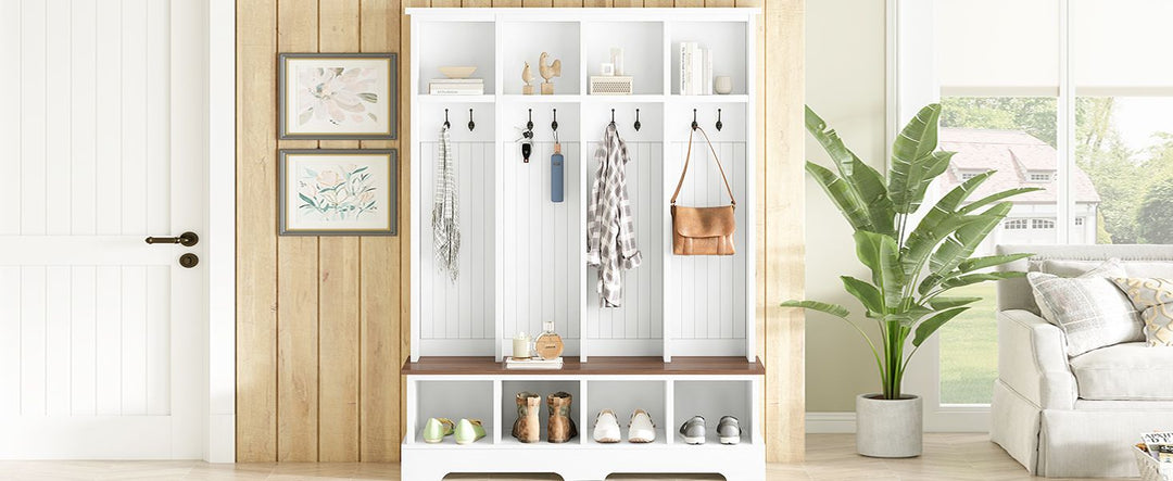 Buy farmhouse furniture Farmhouse Elegant Rustic Mudroom Entrance Entryway Bench - Modern Cottage Farmhouse Furniture