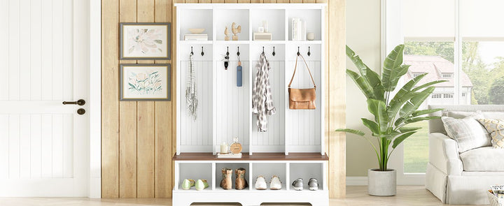 Buy farmhouse furniture Farmhouse Elegant Rustic Mudroom Entrance Entryway Bench - Modern Cottage Farmhouse Furniture