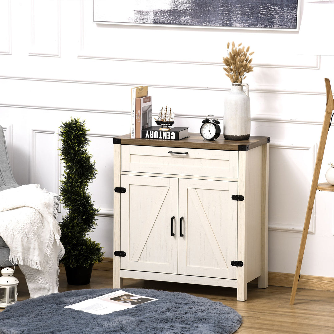 Buy farmhouse furniture Farmhouse Style White Wooden Sideboard Kitchen Buffet Cabinet with Drawer and Shelf - Modern Cottage Farmhouse Furniture