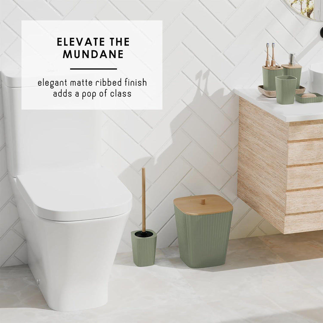 Buy farmhouse furniture Bathroom Set - Sage Green Bathroom Accessories Set, 6PC Bathroom Accessory Set, Bathroom Sets with Toilet Brush, Trash Can &amp; Soap Dispenser - Modern Cottage Farmhouse Furniture