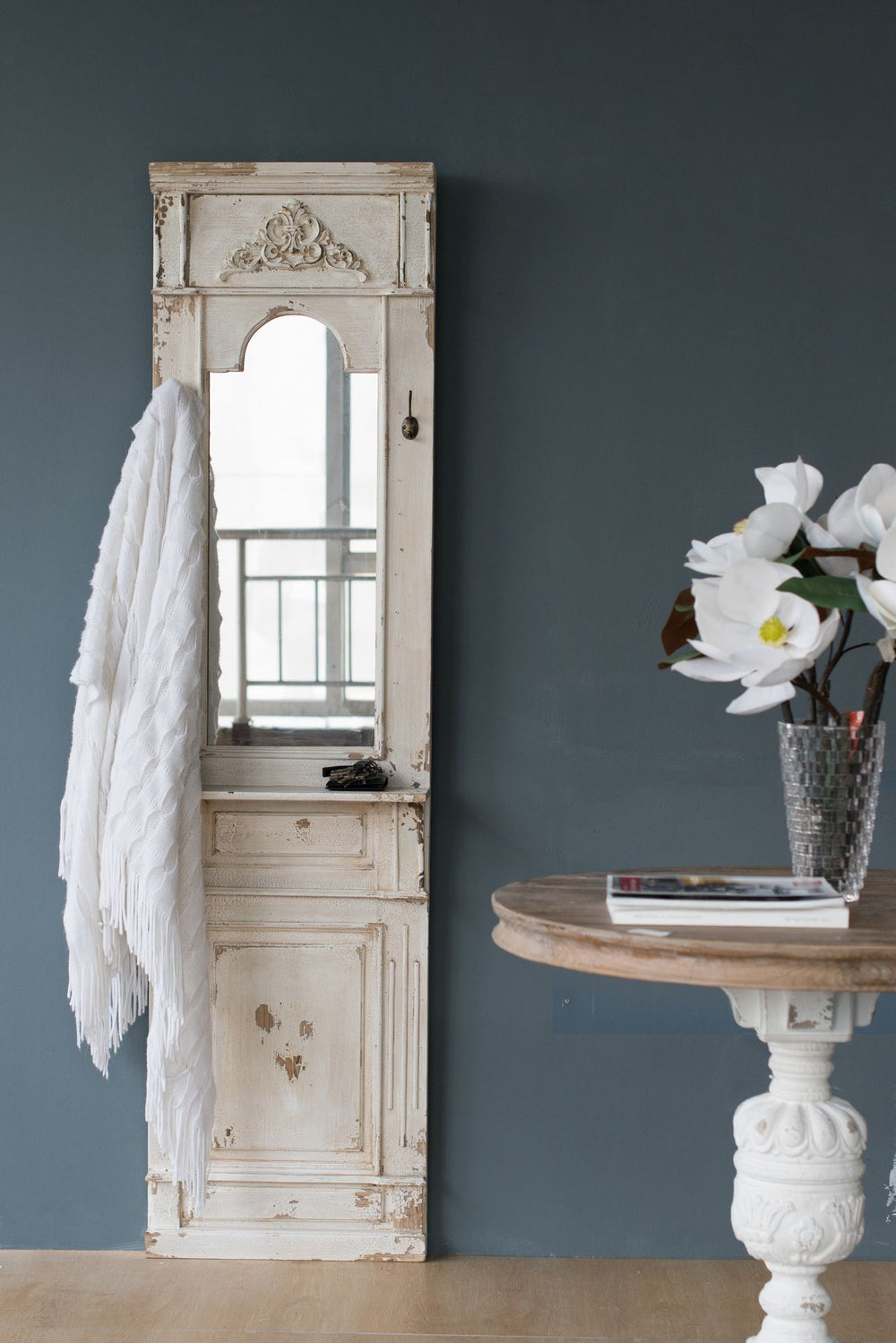 Buy farmhouse furniture Elegant Vintage White Wall Mirror - 20" x 76" French Farmhouse Style Home Decor - Modern Cottage Farmhouse Furniture