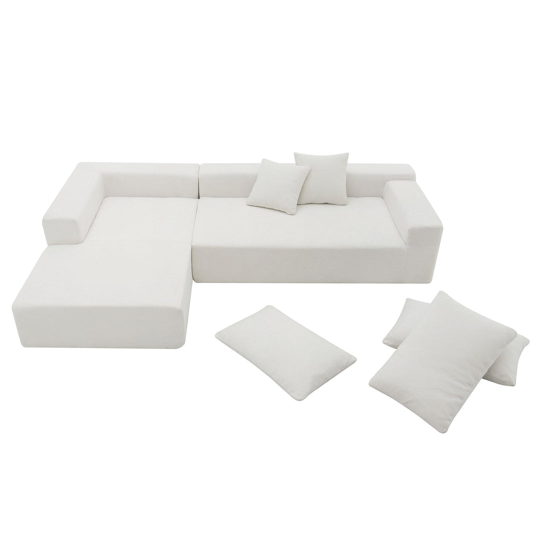 Buy farmhouse furniture The Marbella Beige Estate Modern Large Mediterranean L-Shape Modular Sectional Sofa - Modern Cottage Farmhouse Furniture