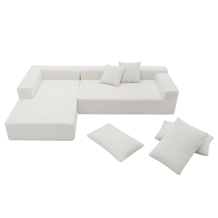 Buy farmhouse furniture The Marbella Beige Estate Modern Large Mediterranean L-Shape Modular Sectional Sofa - Modern Cottage Farmhouse Furniture