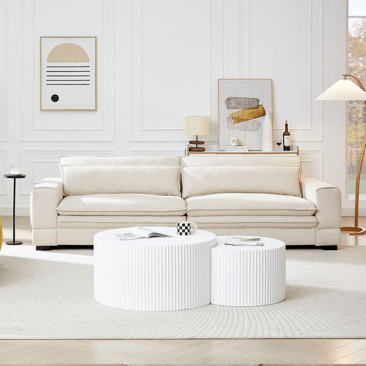 Buy farmhouse furniture Mid-Century Sofa Couch Modern Upholstered Couch for Livingroom,Bedroom, Apartment, Home Office Beige - Modern Cottage Farmhouse Furniture