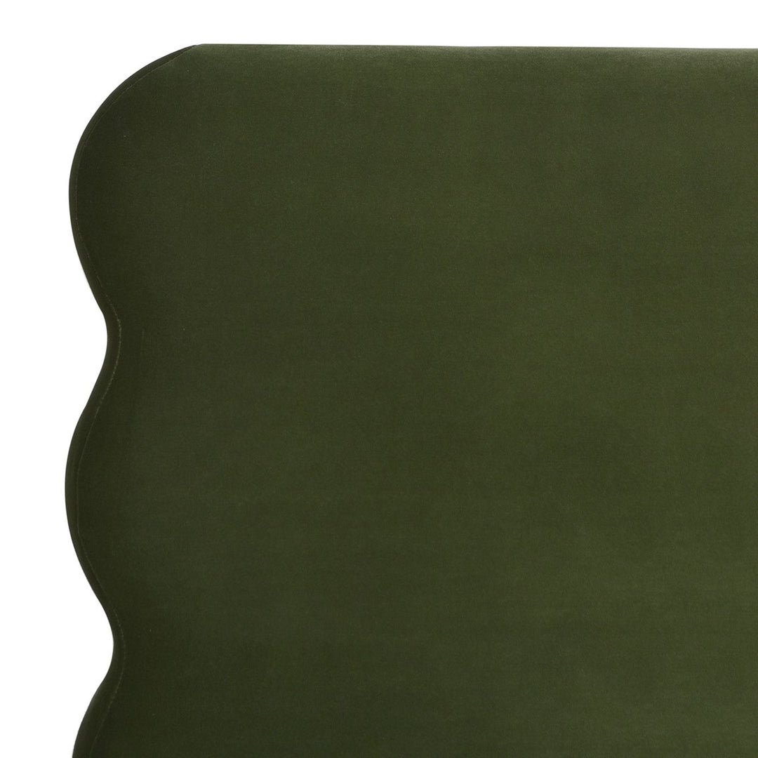 Buy farmhouse furniture Stockholm Modern Wavy Headboard Platform Bed, King, Olive Green Performance Velvet - Modern Cottage Farmhouse Furniture