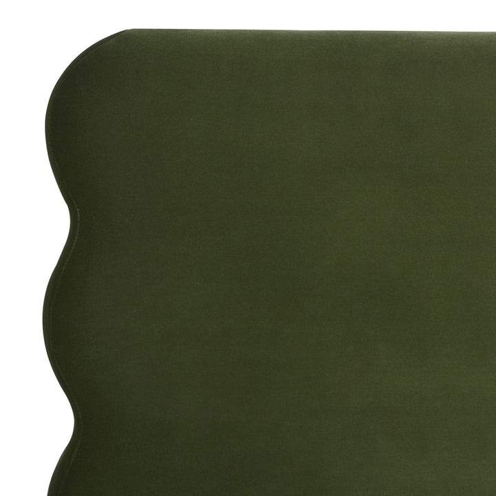 Buy farmhouse furniture Stockholm Modern Wavy Headboard Platform Bed, King, Olive Green Performance Velvet - Modern Cottage Farmhouse Furniture