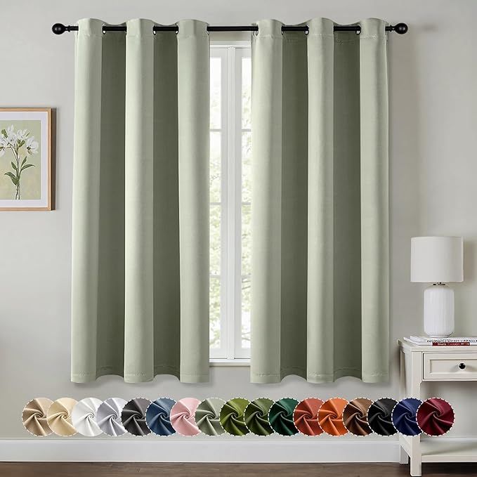 Buy farmhouse furniture The Fernwood | Sage Green Blackout Curtains 63 Inches Long 2 Panels - Modern Cottage Farmhouse Furniture