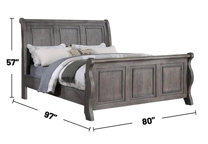 Buy farmhouse furniture Weathered Oak Farm | Grey Oak California King Size Farmhouse Bed - Modern Cottage Farmhouse Furniture