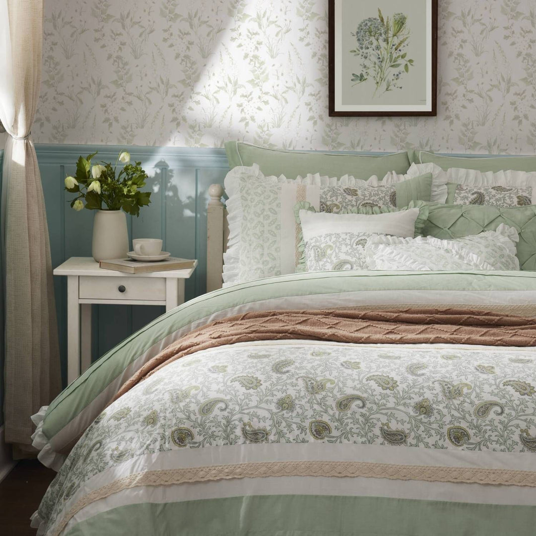Buy farmhouse furniture 9 Piece Cotton Percale Comforter Set King - Modern Cottage Farmhouse Furniture