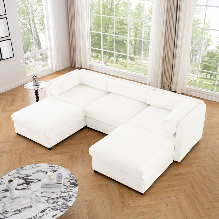 Buy farmhouse furniture Birch Hollow Sofa | Modern Farmhouse U-Shaped 3-Seater Sofa Couch - Modern Cottage Farmhouse Furniture