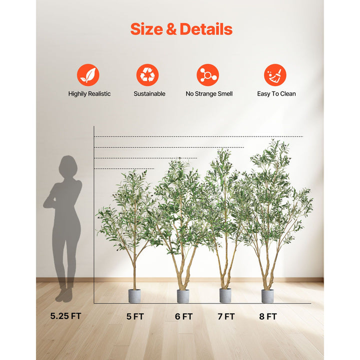 Buy farmhouse furniture 5FT Artificial Olive Tree with Black Pot, Tall Fake Tree with Natural Wood Trunk &amp; Realistic Green Leaves and Fruits, Indoor Faux Plant for Home, Office, Living Room, Corner Decor - Modern Cottage Farmhouse Furniture