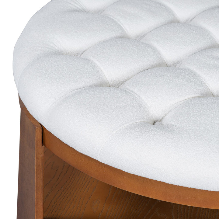 Buy farmhouse furniture Best Farmhouse Ottoman Coffee Table | Large Round 2-Tier Tufted Oversized Ottoman - Modern Cottage Farmhouse Furniture