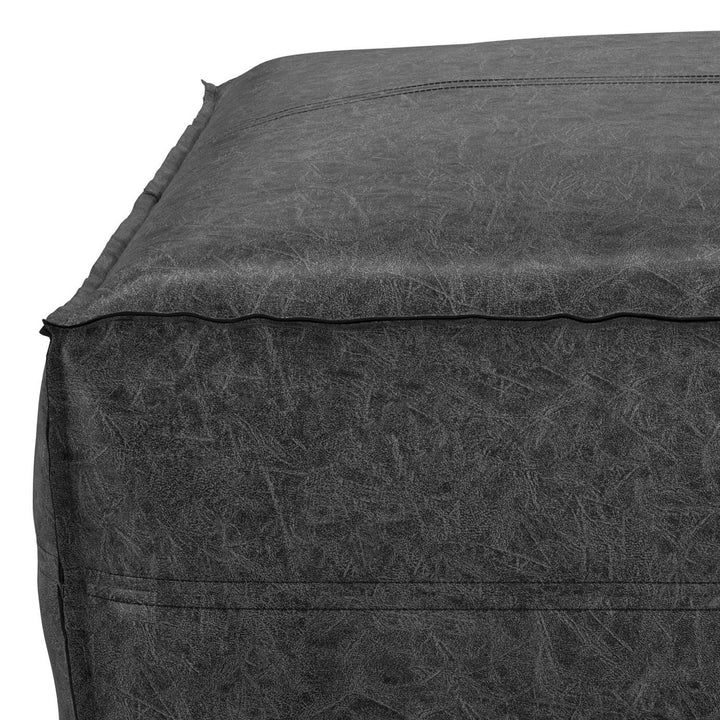 Buy farmhouse furniture Brody - Large Square Coffee Table Pouf - Distressed Black - Modern Cottage Farmhouse Furniture