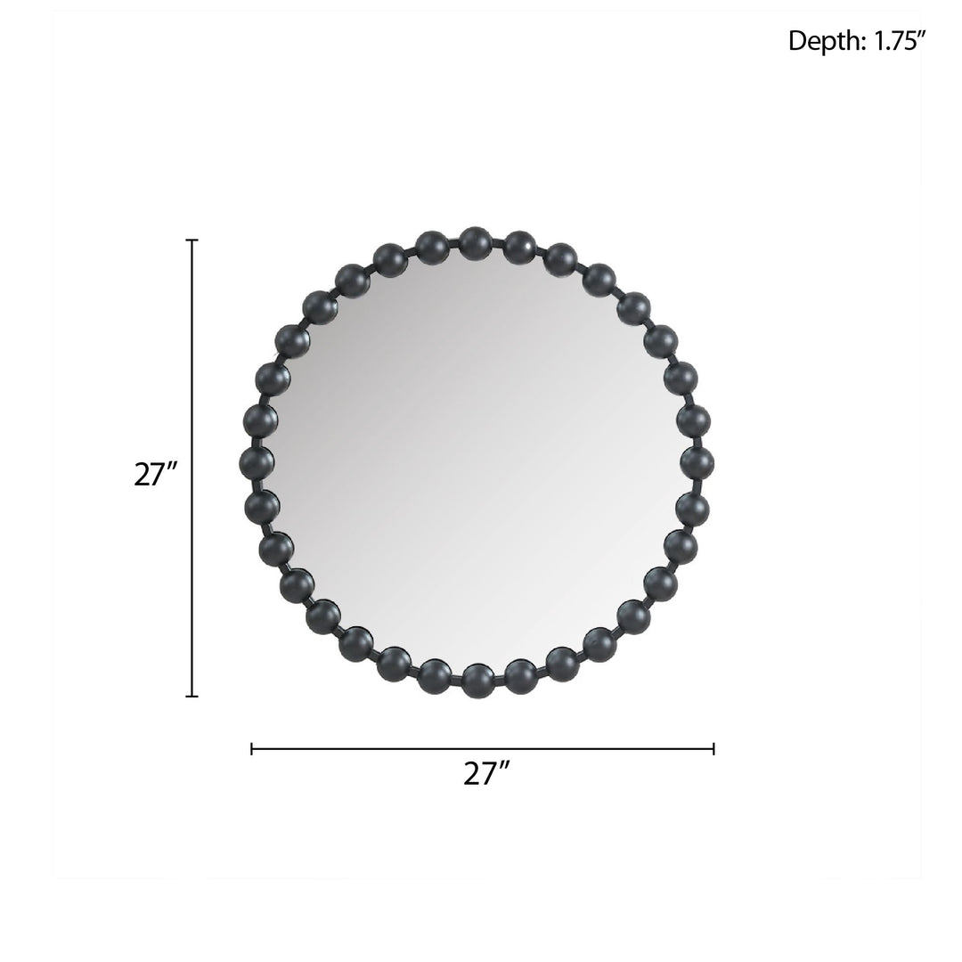 Buy farmhouse furniture Black Round Beaded Wall Mirror 27"D - Modern Cottage Farmhouse Furniture