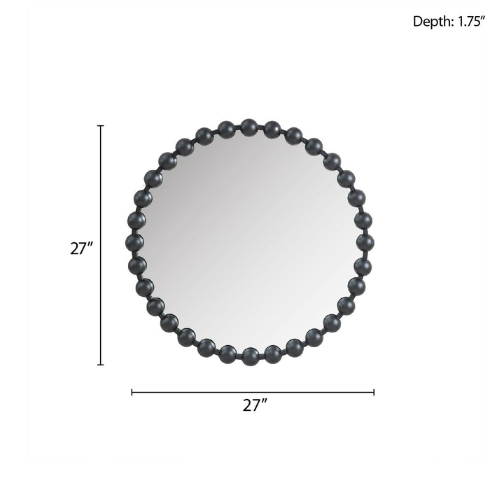 Buy farmhouse furniture Black Round Beaded Wall Mirror 27"D - Modern Cottage Farmhouse Furniture