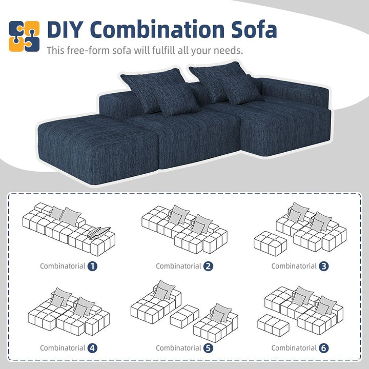 Buy farmhouse furniture The Blue Ridge | Modern Contemporary Farmhouse Oversized Modular Sectional Sofa with Ottoman - Modern Cottage Farmhouse Furniture