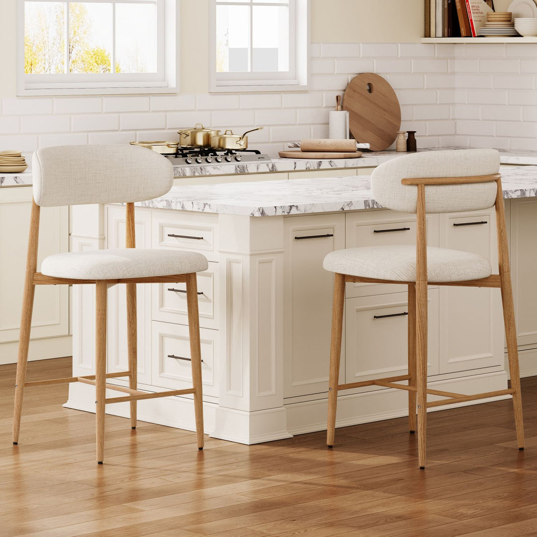 Buy farmhouse furniture Beige Modern Cottage Farmhouse Counter Bar Stools Set of 2 - Modern Cottage Farmhouse Furniture