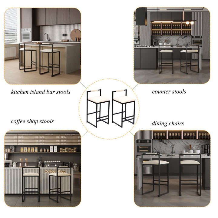 Buy farmhouse furniture Set of 2 Barstools Faux Leather Upholstered Bar Stools - Modern Cottage Farmhouse Furniture