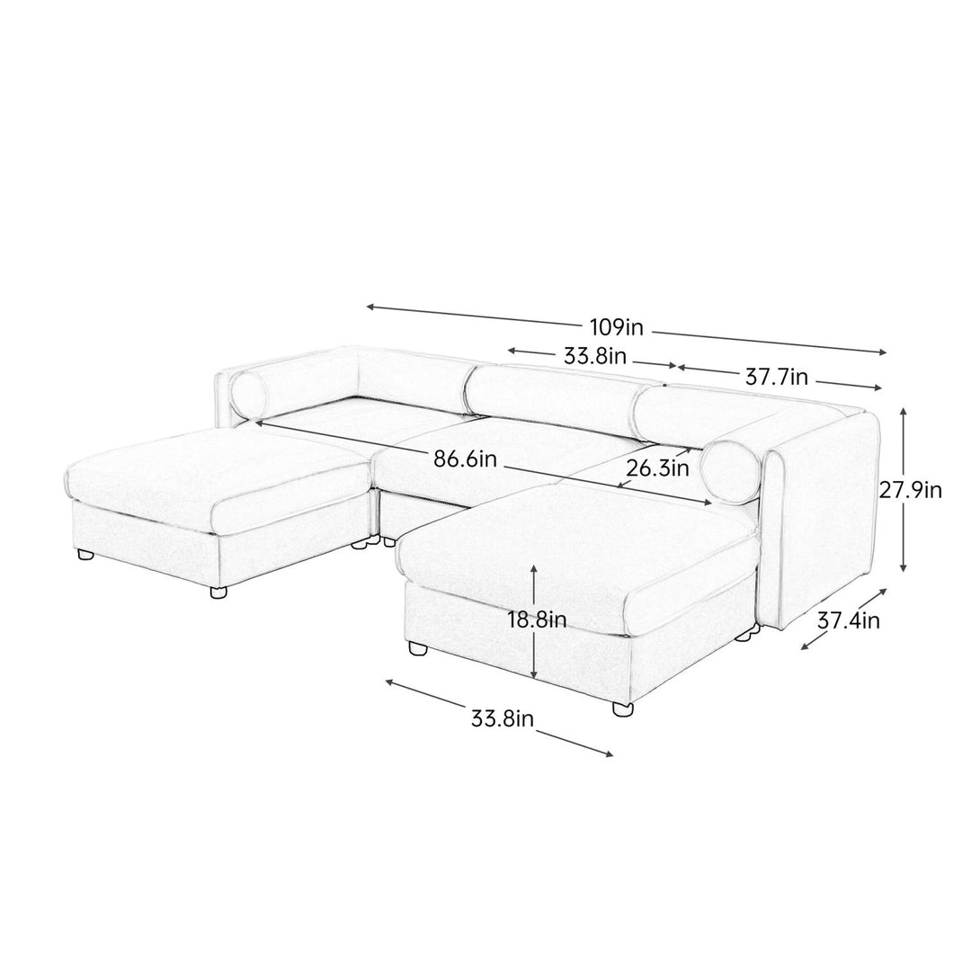 Buy farmhouse furniture Birch Hollow Sofa | Modern Farmhouse U-Shaped 3-Seater Sofa Couch - Modern Cottage Farmhouse Furniture