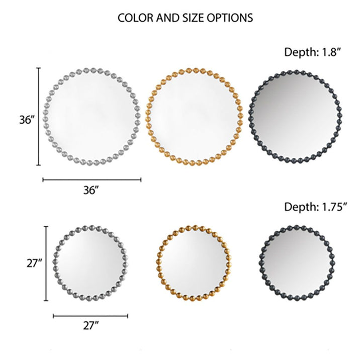 Buy farmhouse furniture Gold Beaded Round Wall Mirror 36"D - Modern Cottage Farmhouse Furniture